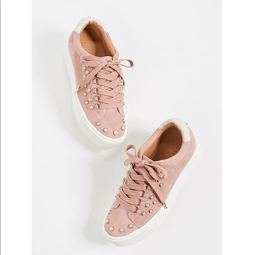 New JOIE Handan Suede Pearl Pink Platform Sneaker - Picture 1 of 9